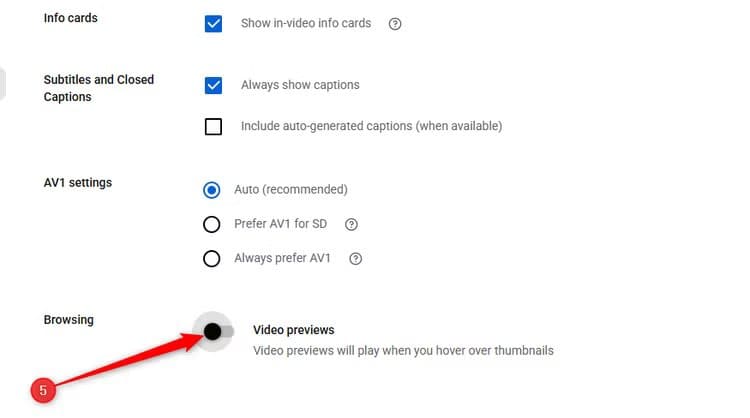video-previews-are-turned-off-in-youtube-in-microsoft-edge كيفية تحسين تجربة تصفح YouTube بتغيير إعداد واحد فقط