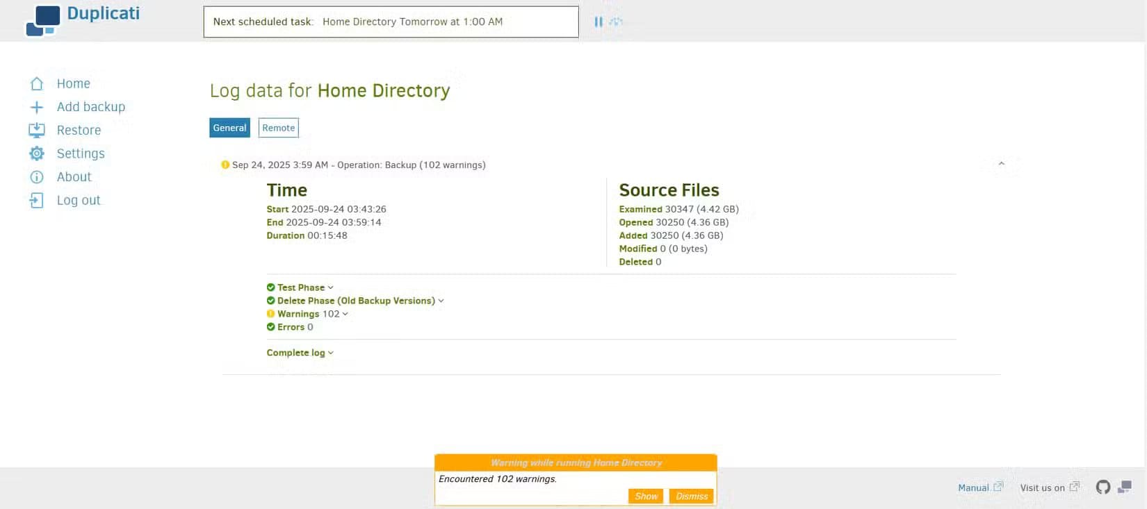 viewing-detailed-backup-information-in-duplicati طريقة موثوقة لعمل نسخ احتياطي لملفات Windows باستخدام أداة مفتوحة المصدر