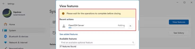 waiting-while-features-are-installed طريقة إدارة الميزات الاختيارية في Windows 11 خطوة بخطوة