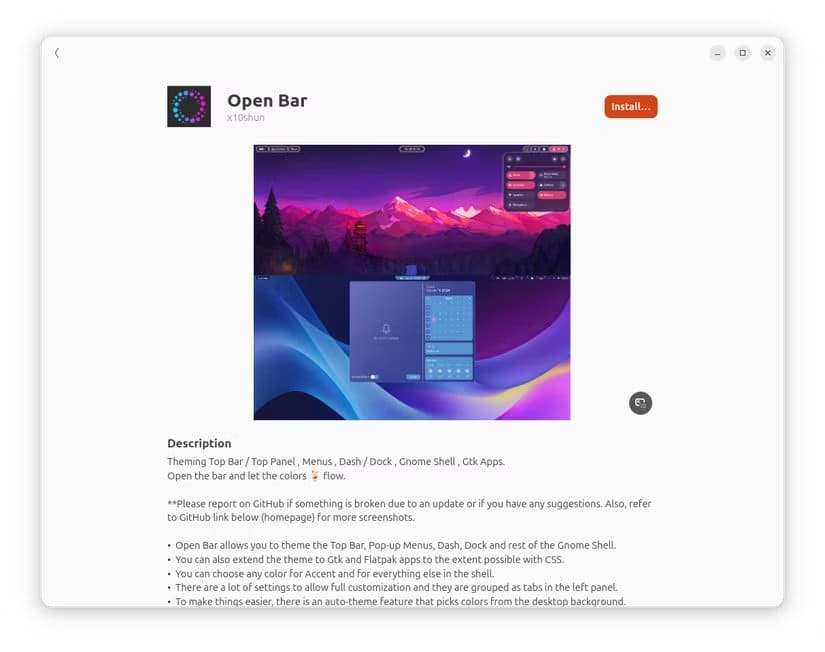1-openbar-gnome-extension-install-page حلول فعّالة لأكثر مشاكل Ubuntu شيوعًا باستخدام ملحقات GNOME