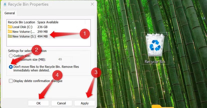 5-changing-properties-of-recycle-bin-for-a-drive-in-windows حذف الملفات مباشرة دون المرور بسلة المحذوفات على Windows 11