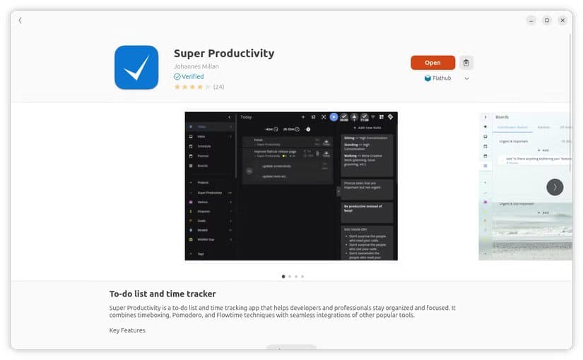 5-super-productivity-flatpak-on-gnome-software أفضل 7 تطبيقات Flatpak لمستخدمي لينُكس