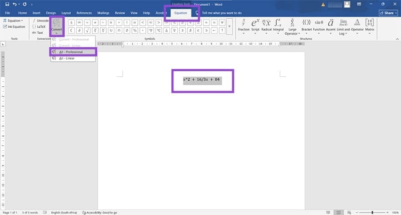 Microsoft-Word-Equations-Dont-Convert-to-Professional-Mode-3 تحسين عرض المعادلات في Microsoft Word لتحقيق المظهر الاحترافي
