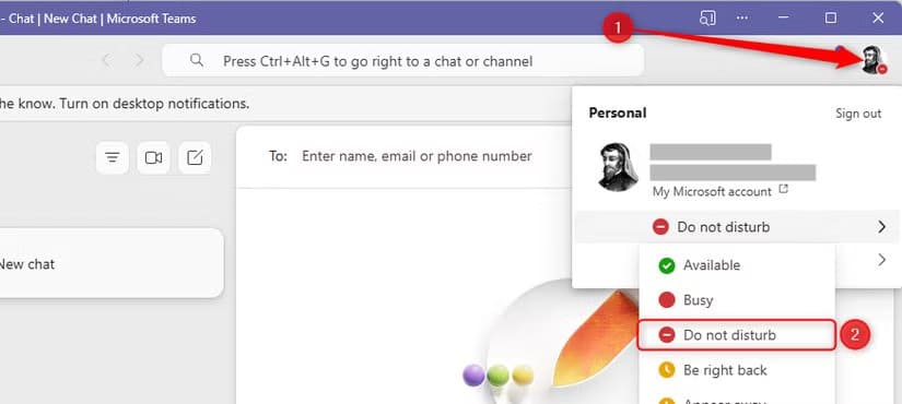 do-not-disturb-is-activated-in-microsoft-teams عادات يومية ساعدتني على الاستفادة القصوى من أدوات Microsoft 365 للعمل الجماعي