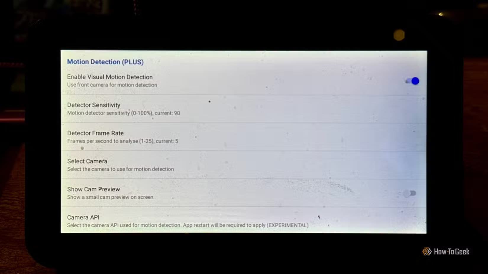 full-kiosk-browser-settings-on-an-echo-show-5-showing-visual-motion-detection-enabled-1 اجعل شاشة Echo Show تعرض لوحة تحكم Home Assistant تلقائياً
