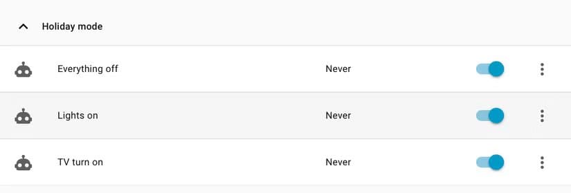 holiday-mode-automations-in-home-assistant طرق استخدام الأجهزة الذكية لجعل المنزل يبدو مشغولًا أثناء غيابك