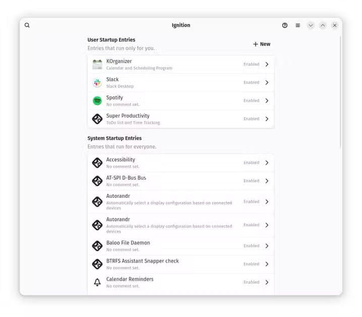ignition-user-interface-showing-all-apps-that-are-enabled-to-run-during-startup-process أفضل 7 تطبيقات Flatpak لمستخدمي لينُكس
