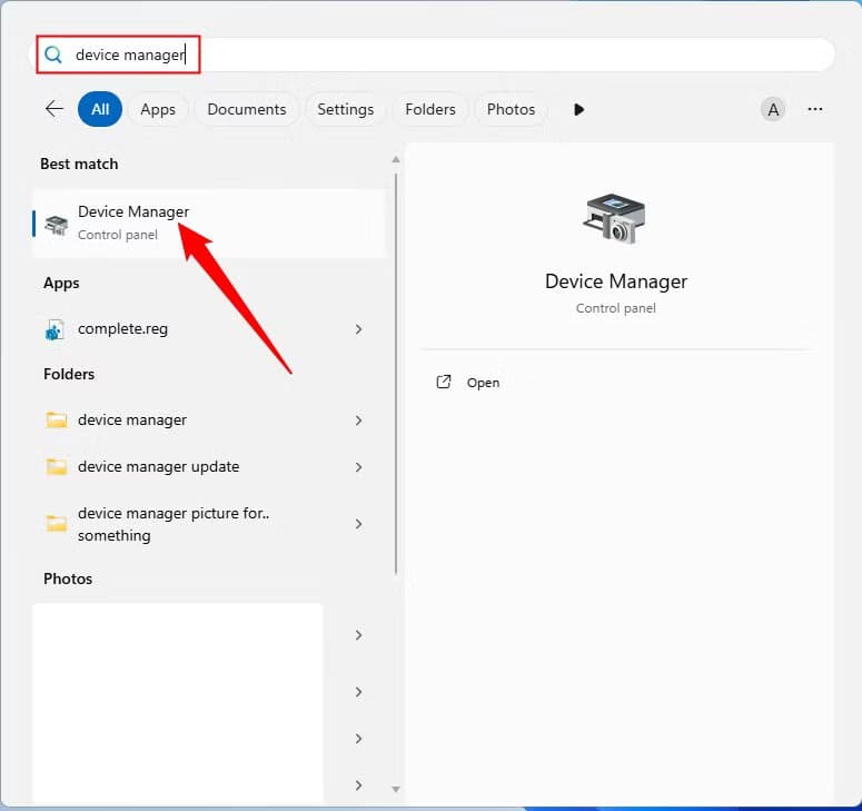 launch-the-device-manager-from-the-start-menu أفضل الإجراءات عند تعطل Windows 11 واستعادة التشغيل بسرعة