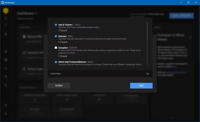 portmaster-selecting-filter-list-during-set-up طريقة بسيطة للحد من وصول التطبيقات إلى الإنترنت دون تعقيد