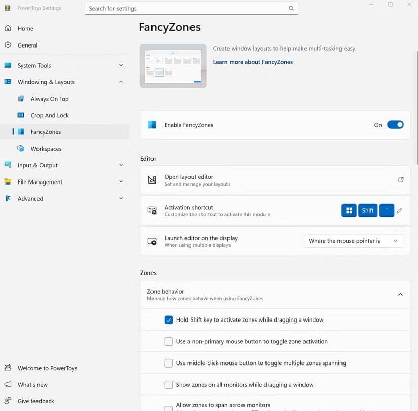 powertoys-fancy-zones أفضل تطبيقين يجب تركهما في قائمة بدء تشغيل ويندوز لتحسين الأداء واستقرار النظام