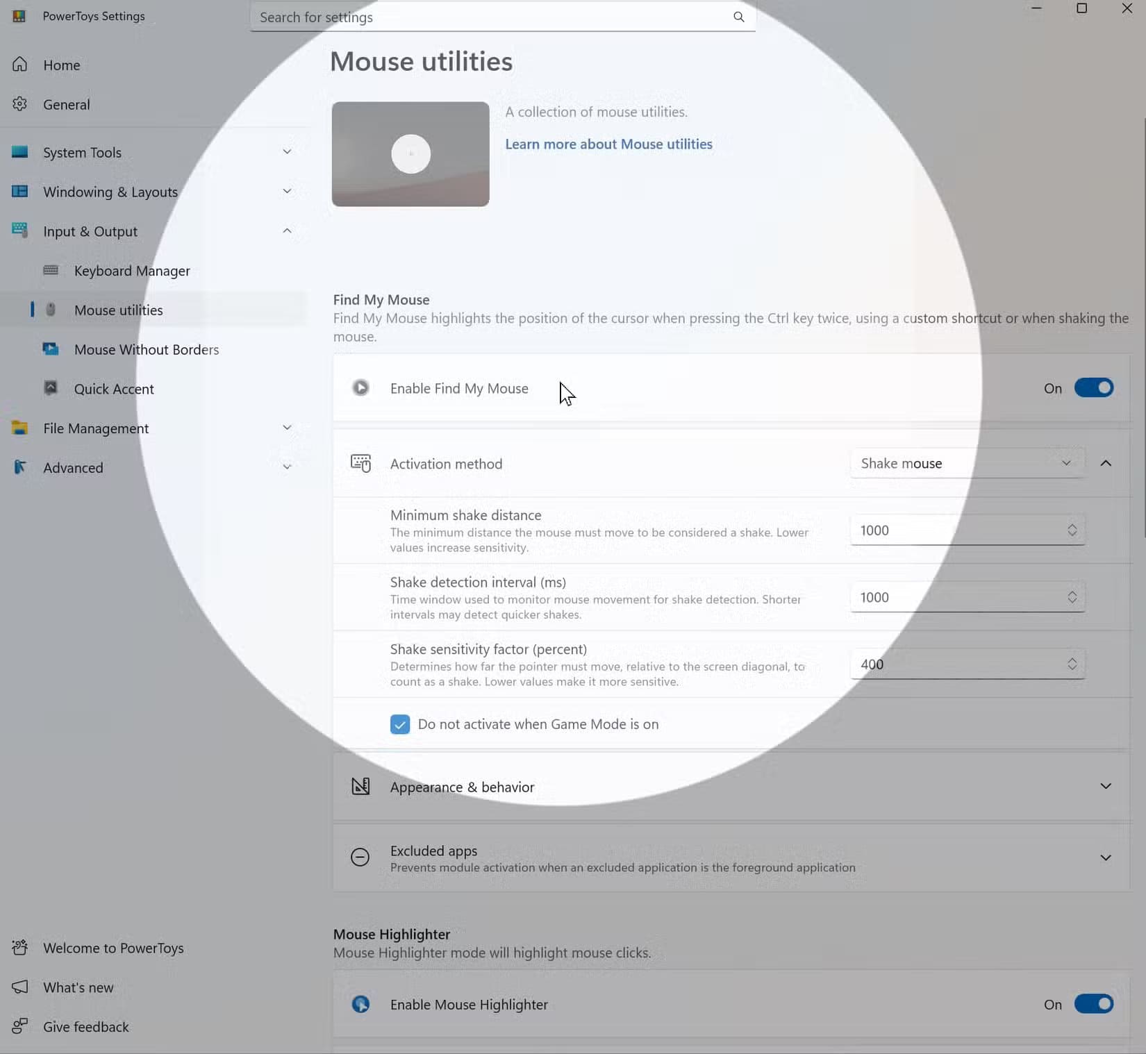powertoys-find-my-mouse أفضل تطبيقين يجب تركهما في قائمة بدء تشغيل ويندوز لتحسين الأداء واستقرار النظام