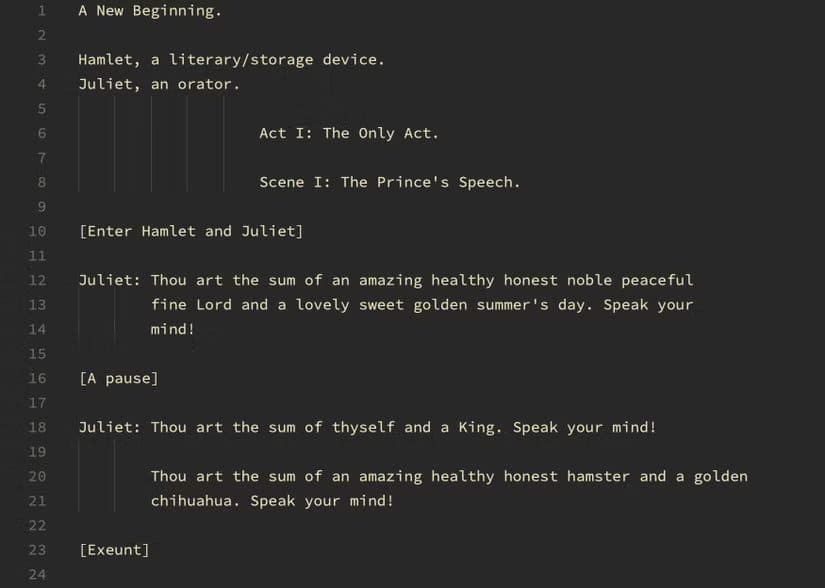 programming-shakespeare لغات برمجة غير مألوفة تقدم أفكارًا تستحق التجربة