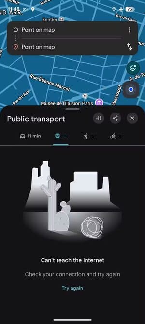 public-transport-not-available-in-offline-mode الطريقة الذكية لاستخدام خرائط Google بدون اتصال بالإنترنت