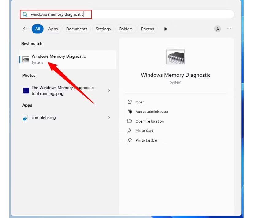 running-windows-memory-diagnostic أفضل الإجراءات عند تعطل Windows 11 واستعادة التشغيل بسرعة