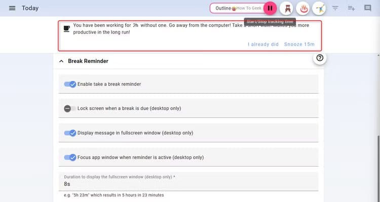 super-productivity-break-reminder-banner-message-1 أفضل 7 تطبيقات Flatpak لمستخدمي لينُكس
