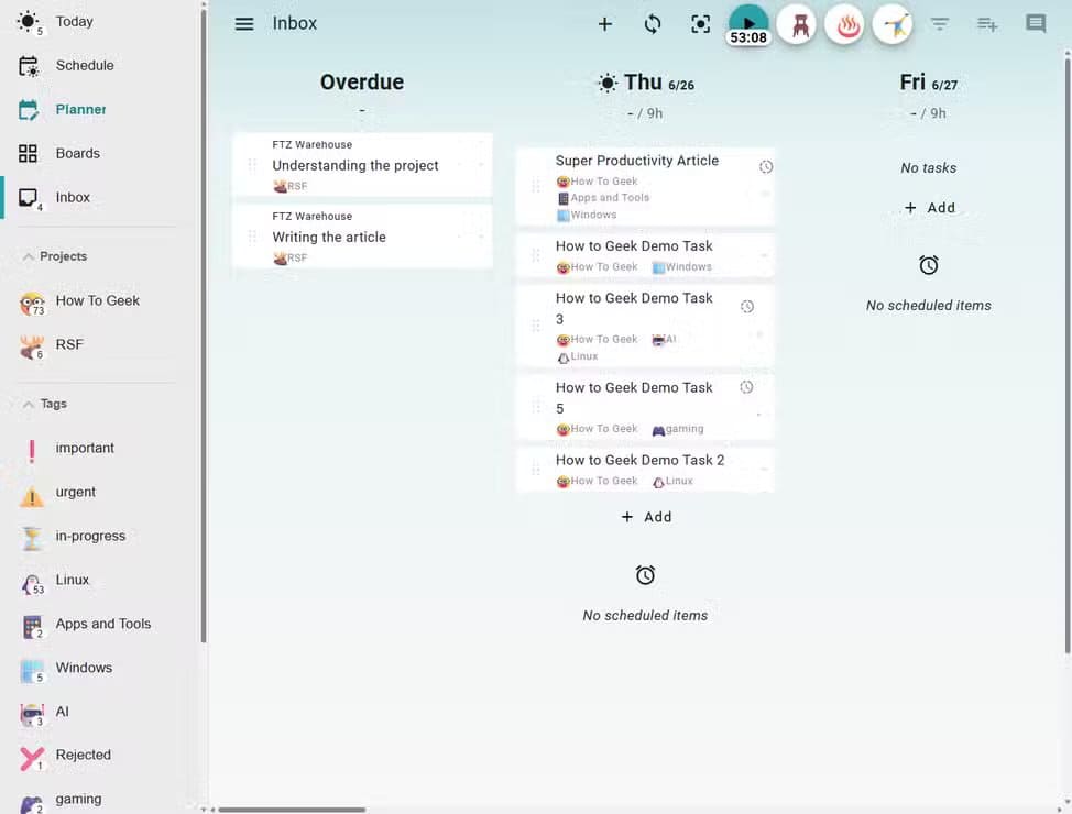 super-productivity-planner-view أفضل 7 تطبيقات Flatpak لمستخدمي لينُكس