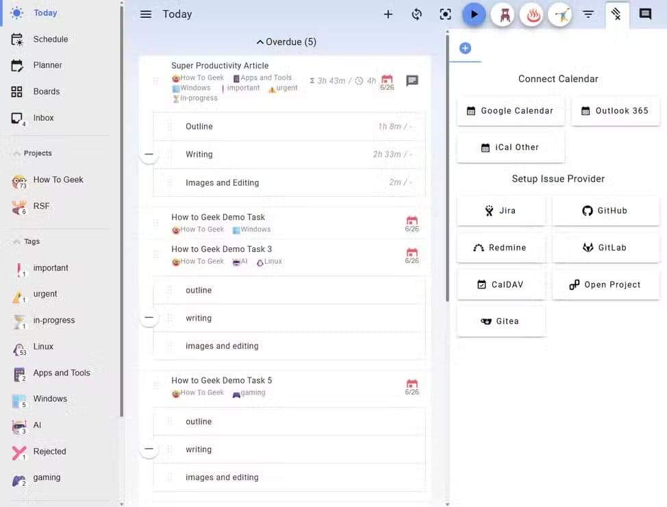 super-productivity-third-party-integrations أفضل 7 تطبيقات Flatpak لمستخدمي لينُكس