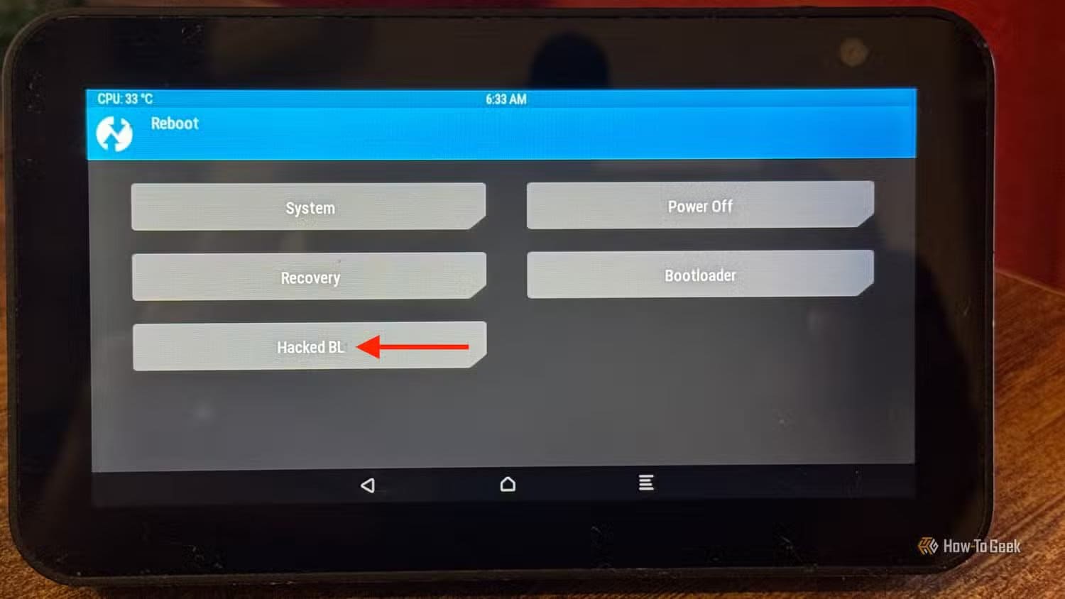 the-hacked-bl-option-in-twrp-running-on-an-echo-show-5-1 اجعل شاشة Echo Show تعرض لوحة تحكم Home Assistant تلقائياً