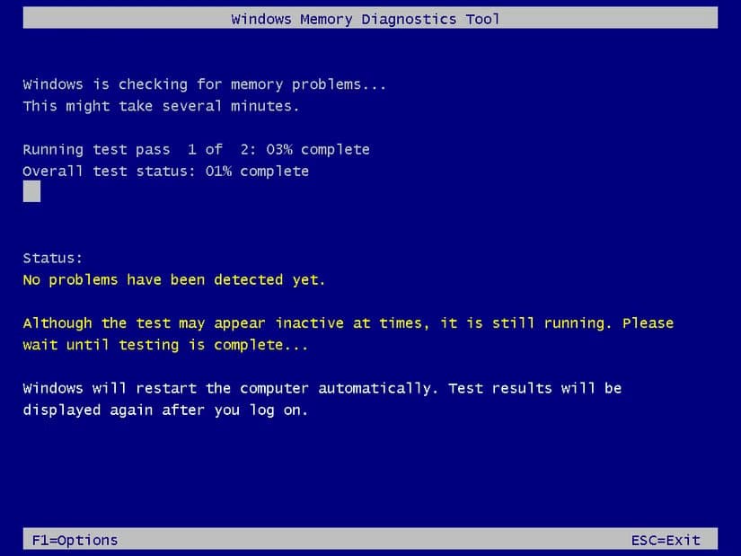 the-windows-memory-diagnostic-tool-running أفضل الإجراءات عند تعطل Windows 11 واستعادة التشغيل بسرعة