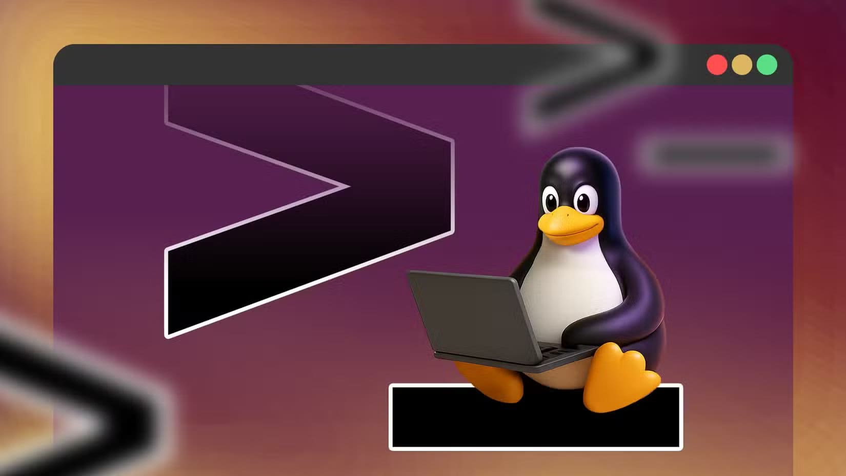 tux-the-linux-mascot-sitting-with-a-laptop-in-front-of-a-large-terminal-window-1 قائمة توزيعات لينكس التي تمنح المبتدئين أفضل بداية بلا تعقيد