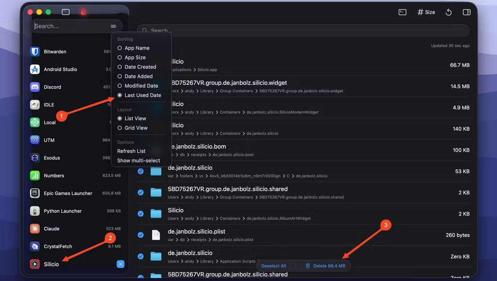 uninstall-apps-with-pearcleaner طرق فعّالة لاستعادة مساحة القرص على جهاز Mac دون حذف ملفاتك الأساسية