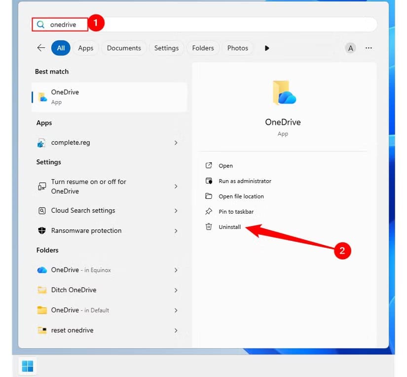 uninstalling-onedrive-from-windows-11 طرق بسيطة لإصلاح أكثر مشاكل Windows 11 المزعجة