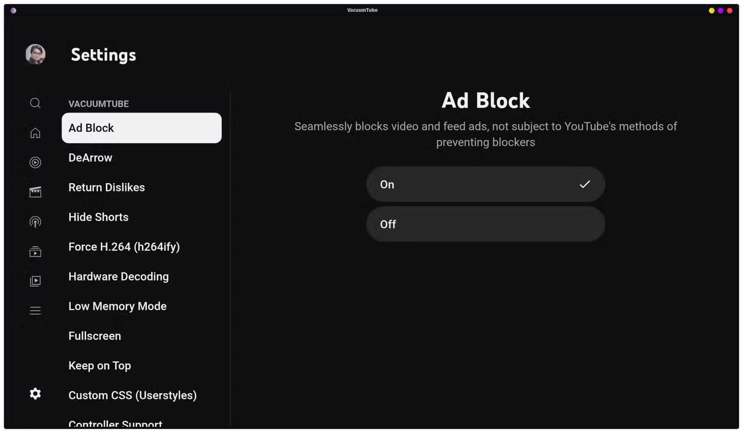vacuumtube-setting-to-enable-ad-block أفضل 7 تطبيقات Flatpak لمستخدمي لينُكس