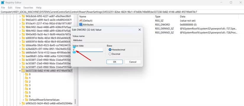 value-data-field-of-the-attributes-value طرق فعّالة لزيادة عمر بطارية أجهزة الكمبيوتر المحمولة بنظام Windows