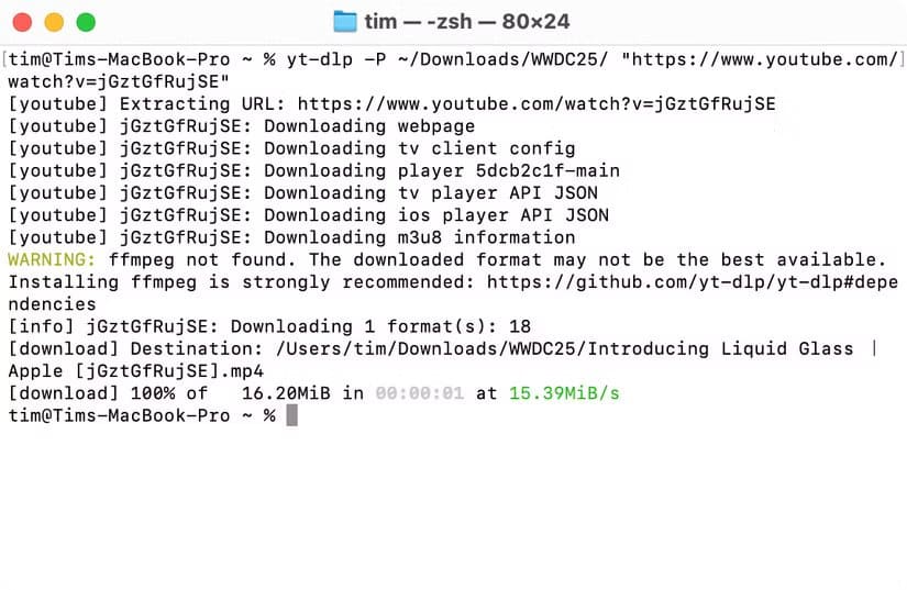 yt-dlp-downloading-an-apple-video تطبيقات مفتوحة المصدر وخفيفة تجعل Windows 11 أكثر كفاءة
