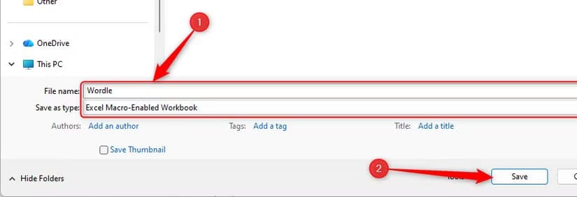 an-excel-file-named-wordle-is-saved-as-a-macro-enabled-workbook طريقة ابتكار ألعاب كلمات تفاعلية داخل Excel باستخدام أدواته الذكية