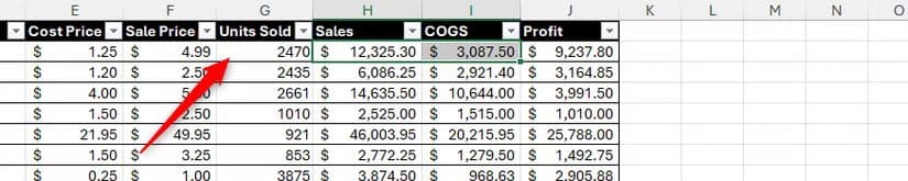 cells-h2-and-i2-in-an-excel-spreadsheet-are-highlighted-because-cell-g2-was-selected-and-the-shortcut-ctrl-was-pressed أفضل اختصارات Excel التي تكشف أخطاء الجداول وتصلحها بسرعة