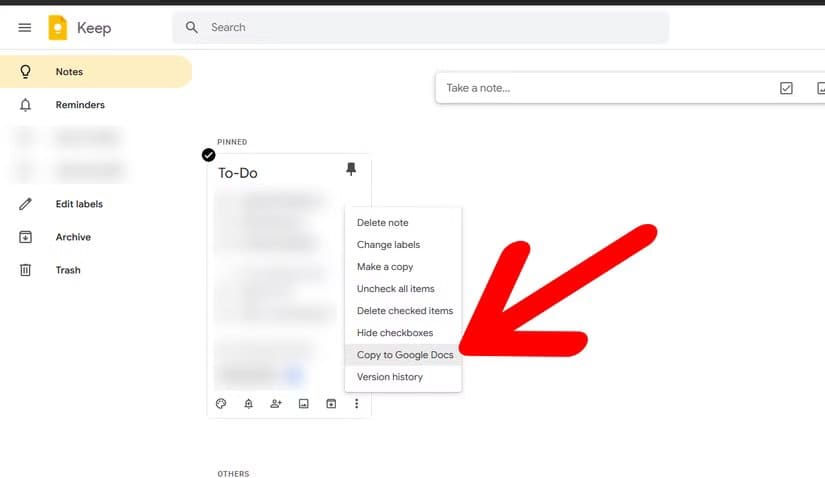 copy-to-docs Google Keep يمنحك طريقة أسهل لإدارة مهامك وتنظيم يومك بكفاءة