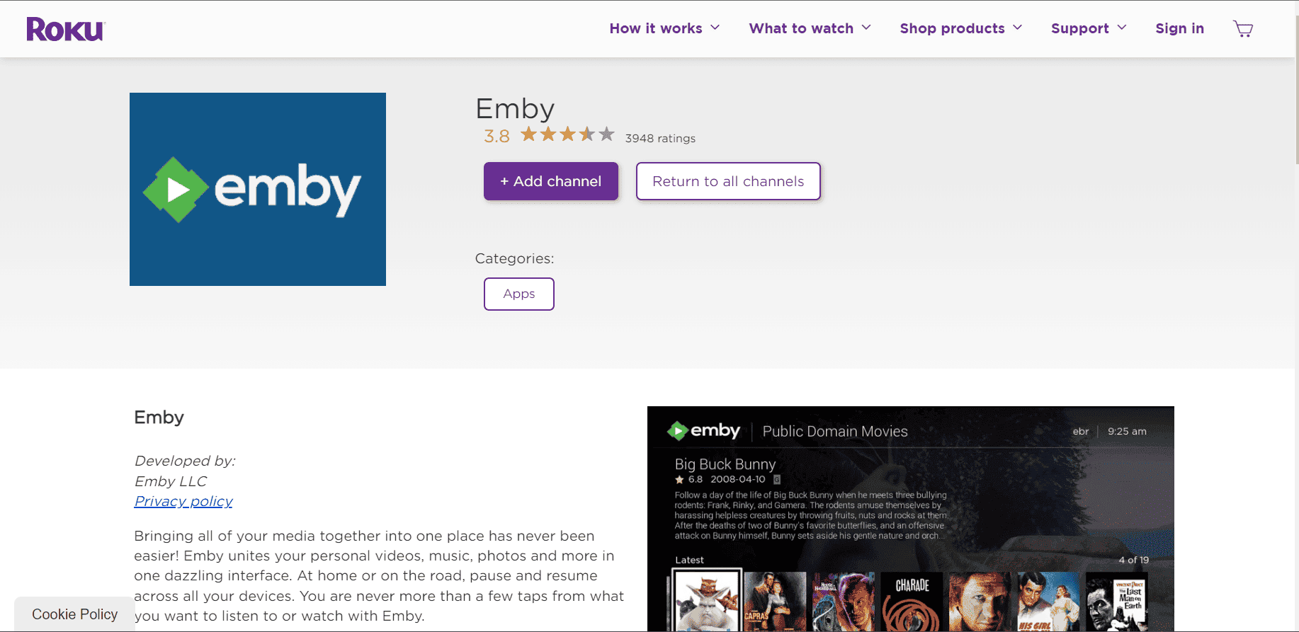 emby-browser-roku-channel-page أفضل متصفحات تضمن تجربة مشاهدة فيديو سلسة وعالية الجودة