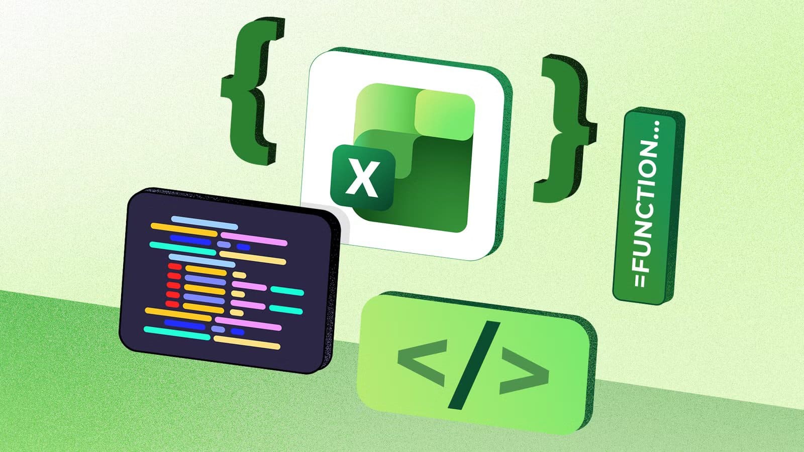 excel-icon-surrounded-by-coding-symbols-including-curly-brackets-a-function-block-a-code-snippet-and-an-html-tag كيف يكشف Excel مهارات البرمجة الخفية لدى المستخدمين دون أن يشعروا