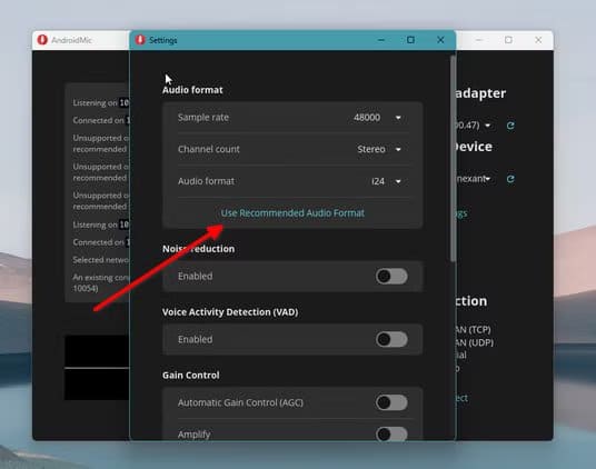 ksnip_20251118-182210 تحويل هاتف Android إلى ميكروفون لاسلكي للكمبيوتر بسهولة وبدون معدات إضافية