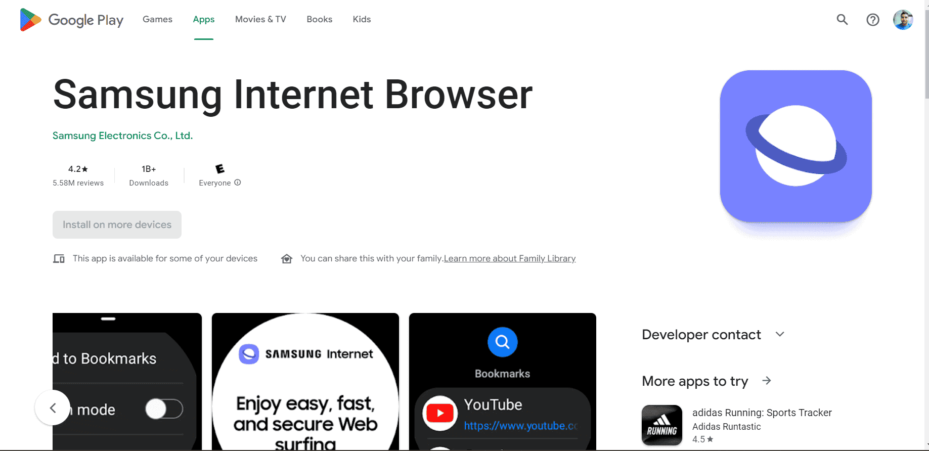 samsung-internet-browser أفضل متصفحات تضمن تجربة مشاهدة فيديو سلسة وعالية الجودة