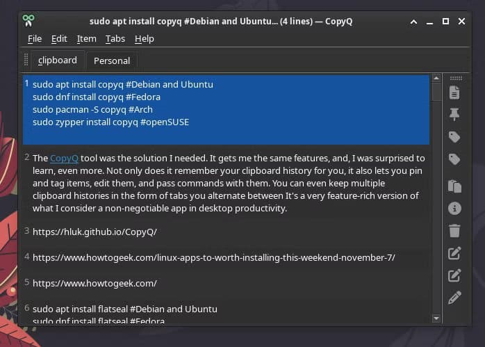 the-copyq-menu-on-an-xfce-linux-desktop-1 تطبيقات تمنح سطح مكتب Linux انطلاقة أسرع وأكثر سلاسة عند التشغيل