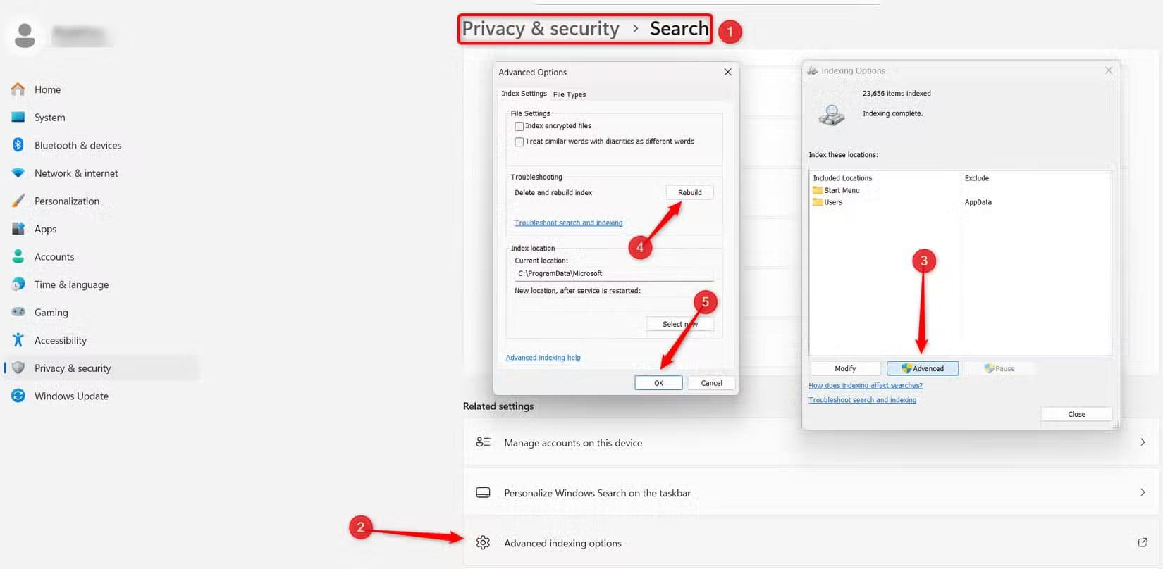 5-deleting-and-rebuilding-index-in-windows حلول فعّالة تمنع تعطل مستكشف ملفات ويندوز وتحسن استقراره