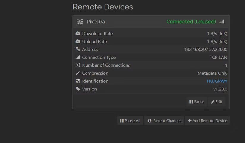 8a-syncthing-web-app-showing-its-connected-to-another-device أفضل التطبيقات المجانية لتنظيم مكتبة الصور وحفظها بشكل مرتب