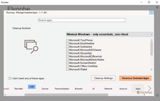 apps-tab-in-the-flyoobe-app أدوات مفتوحة المصدر تمنحك تحكمًا أوسع في ويندوز 11