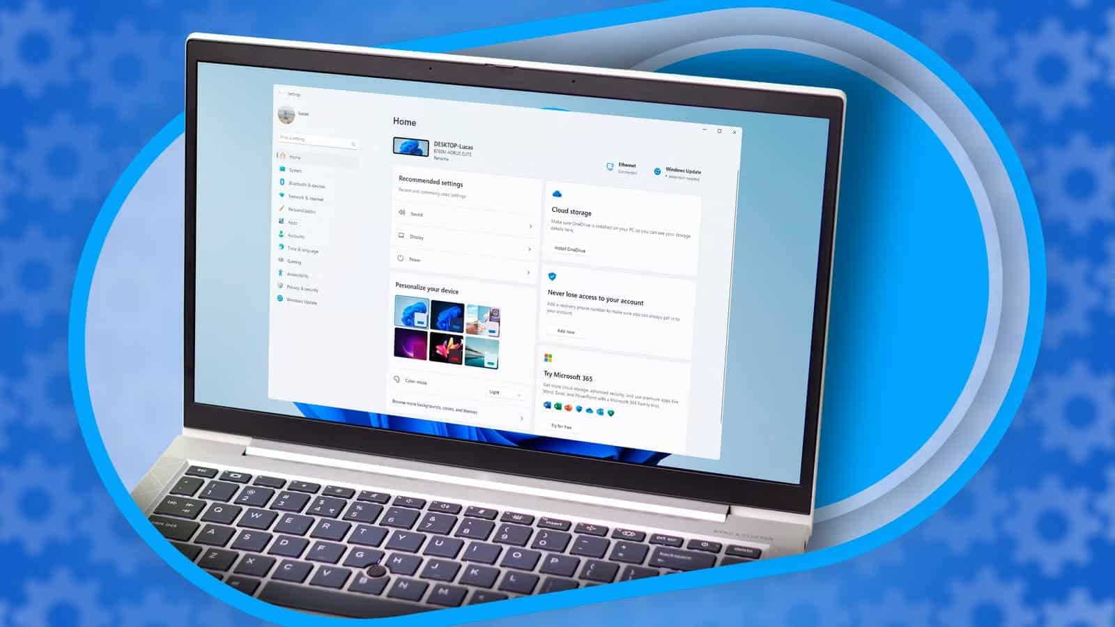 laptop-on-the-windows-11-settings-screen-coming-out-of-a-toggle-button أسباب امتلاء قرص ويندوز بسرعة وطرق استعادة مساحة تخزين كبيرة خلال دقائق