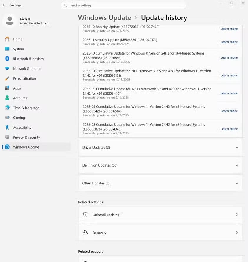 windows-update-history-1 لا تعيد تثبيت Windows 11 بعد التحديثات المعطلة قبل تجربة هذه الخطوات