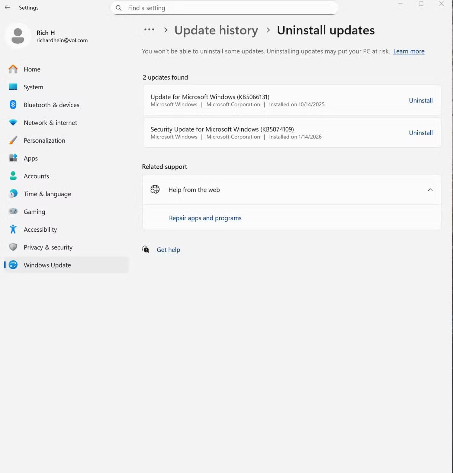 windows-update-history-uninstall لا تعيد تثبيت Windows 11 بعد التحديثات المعطلة قبل تجربة هذه الخطوات