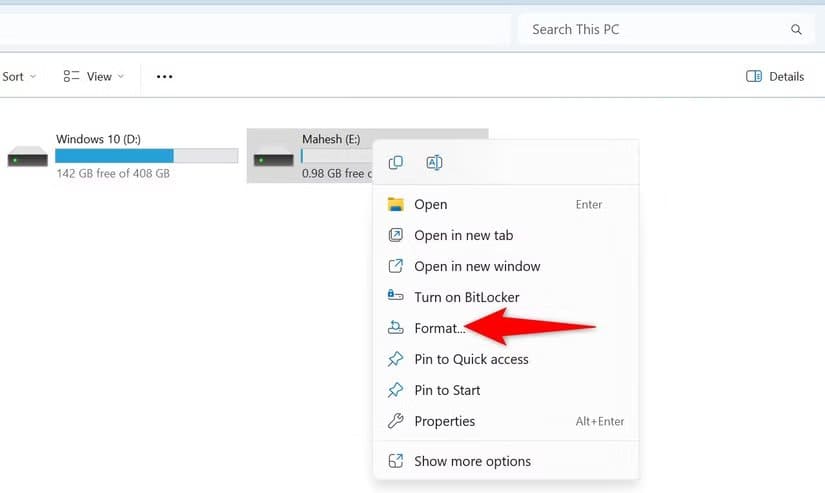 4-format-drive Cara efektif untuk mempercepat transfer file di Windows 11 tanpa perangkat lunak tambahan
