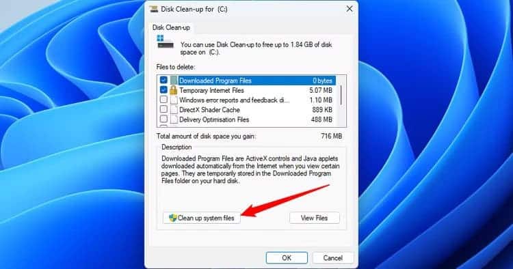 click-clean-up-system-files 5 تطبيقات شائعة تستهلك مساحة التخزين على جهازك دون أن تنتبه