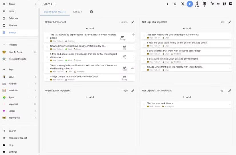 Aplikácia eisenhower-matrix-in-the-super-productivity-app je bezplatná aplikácia s otvoreným zdrojovým kódom, ktorá vám pomôže prelomiť cyklus prokrastinácie a zvýšiť produktivitu.