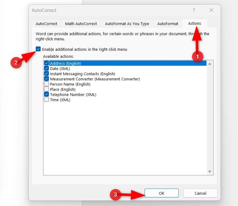 enabling-the-aditional-actions-options ميزات مخفية في Microsoft Word ستضاعف إنتاجيتك في التحرير والكتابة