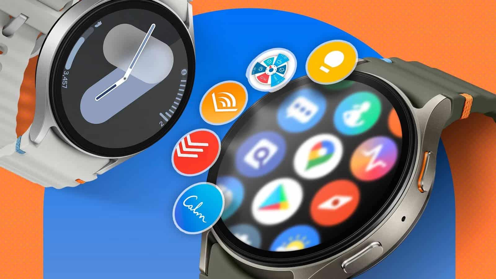 galaxy-watch-on-the-apps-screen-with-some-apps-highlighted-beside-the-screen أفضل تطبيقات Galaxy Watch التي تعزز الإنتاجية وتتبع اللياقة وتحسن تجربة الاستخدام