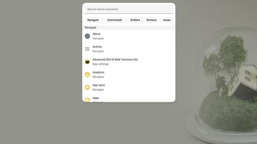 the-quick-search-bar-in-home-assistant-opened-on-a-dashboard-in-kiosk-mode طرق تسريع التنقل داخل Home Assistant دون تعديل الإعدادات