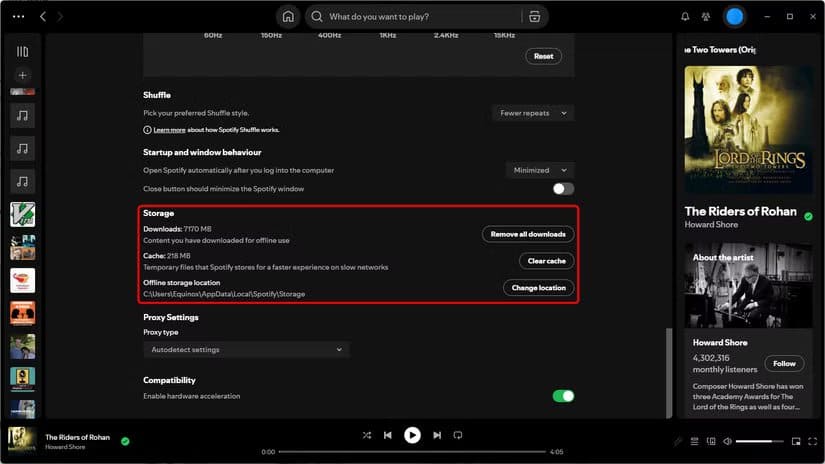 the-storage-section-with-download-and-cache-storage-usage 5 تطبيقات شائعة تستهلك مساحة التخزين على جهازك دون أن تنتبه